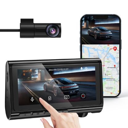 4K Dual Dash Cam Built-in WiFi GPS Front 4K and Rear 2K Dual Dash Camera for Cars, 4" Display, Touchscreen, 170°Wide Angle Dashboard Camera Recorder with Sony Sensor, Free 32 GB Card