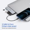 USB C Hub, 6 in 2 USB C Adapter for MacBook Pro with 3 USB 3.0 Ports, SD/TF Card Reader, 100W Thunderbolt 3 PD Port, Support for MacBook Pro 13" 15" 16" 2017-2020, MacBook Air 13" 2018-2020