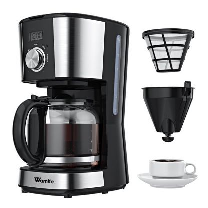 Coffee Maker, 12 Cup Programmable Drip Coffee Machine Coffee Brewer Timer Machine with Thermal Carafe Retro Coffee Makers for Home & Office