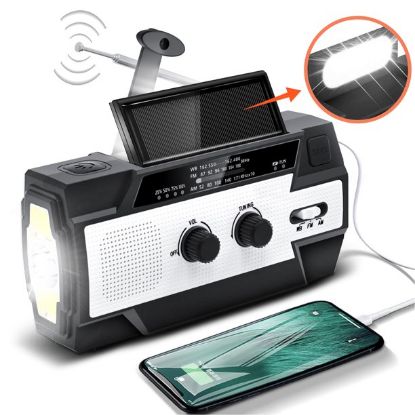 Weather Radio, Solar Hand Crank Radio with 4000mAh-Power Bank USB Charger, Portable AM/FM/NOAA Weather Radio, Reading Lamp, LED Flashlight, SOS Alarm for Emergency