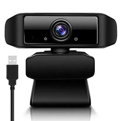 1080P HD Webcam with Microphone, 360°Rotating Video Camera with Privacy Protection Cover, USB Plug-and-Play